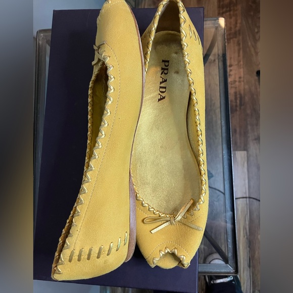 Prada Mustard Yellow 36.5/6 Suede Ballet Flats - Picture 9 of 12